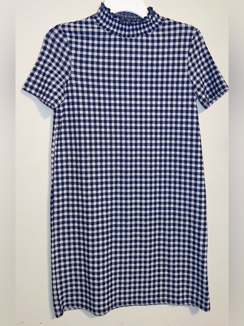 Zara Navy and White Gingham Dress